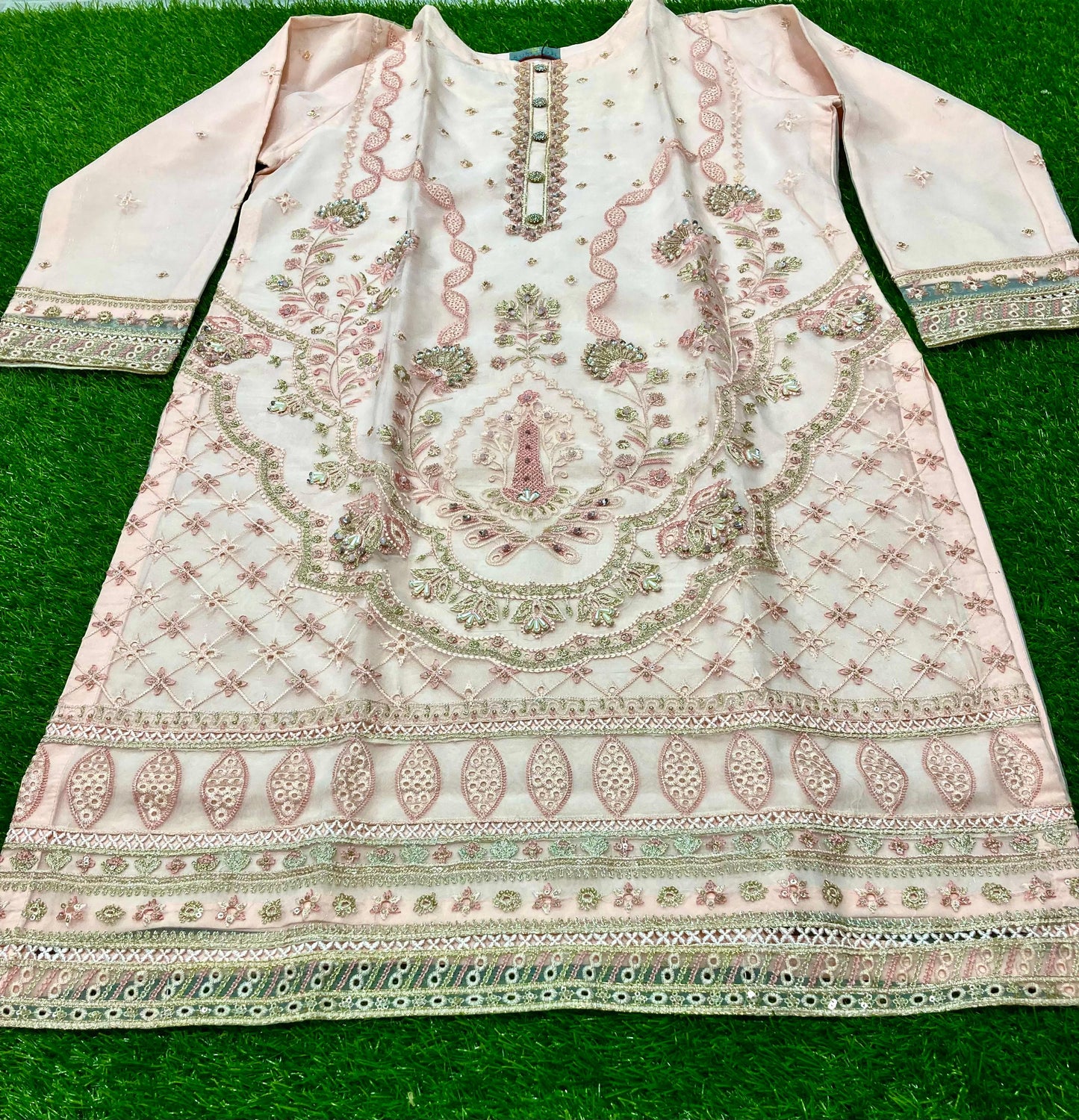 Stitched Organza Embroidery suit