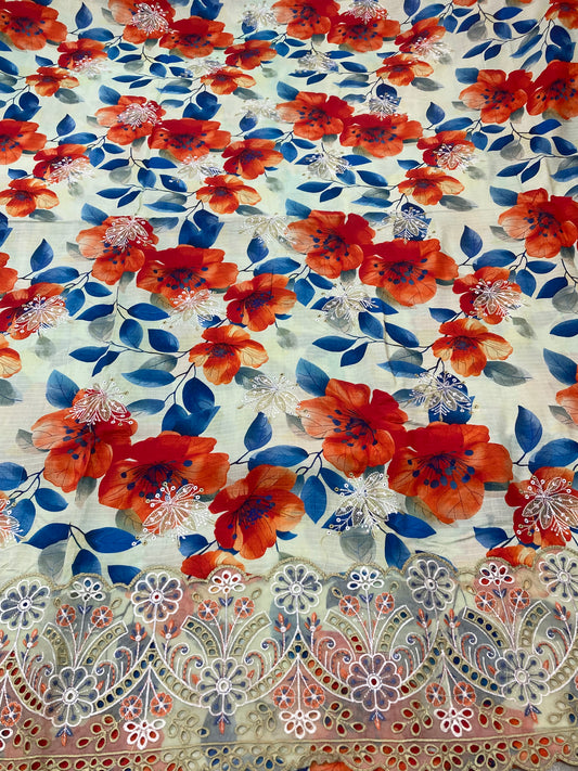 Unstitched 3piece Viscose Linen