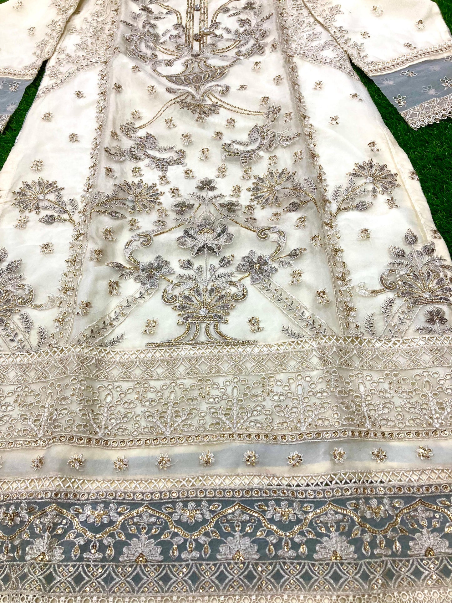 Stitched Organza Embroidery suit