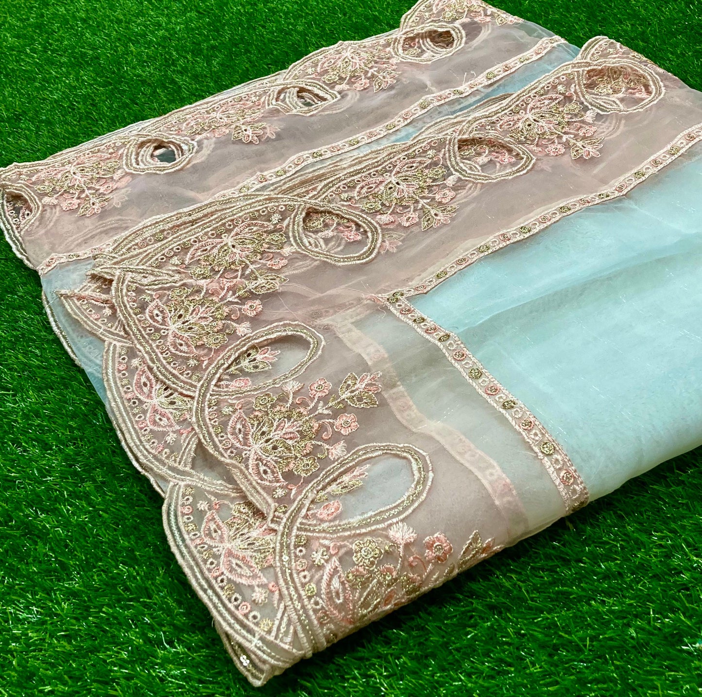 Stitched Organza Embroidery suit
