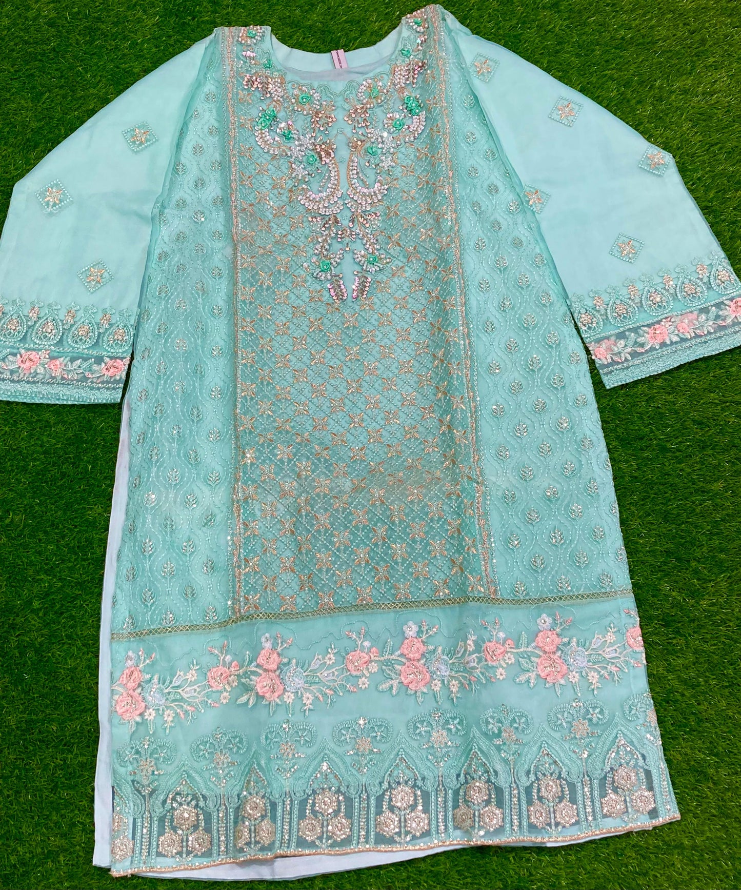 Stitched Organza Embroidery suit